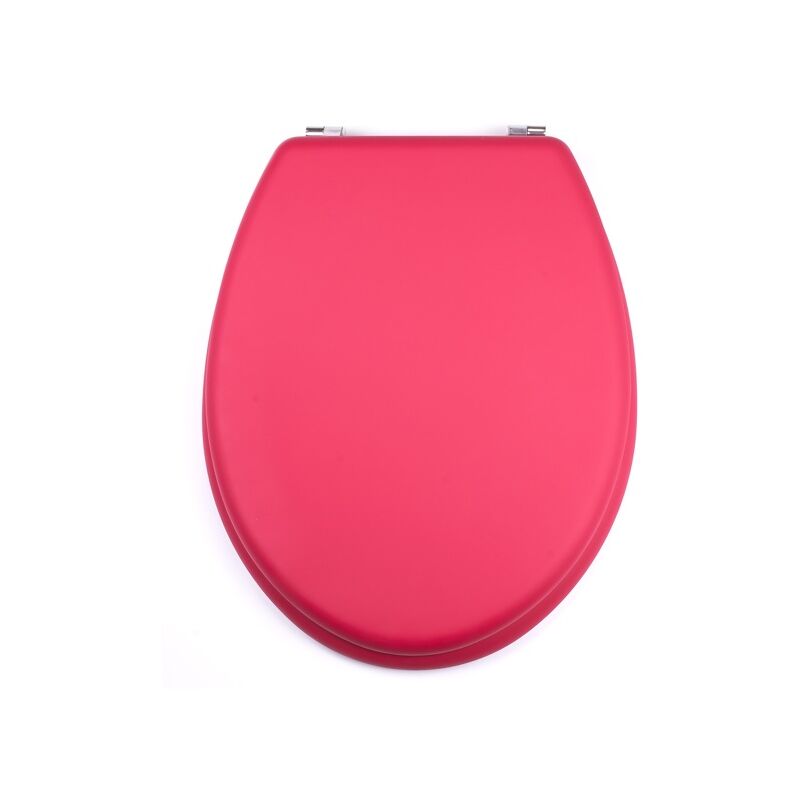 

M S V - MSV Asiento de inodoro MDF Soft Touch Grosella- Bisagras Acero Inoxidable - Rosa