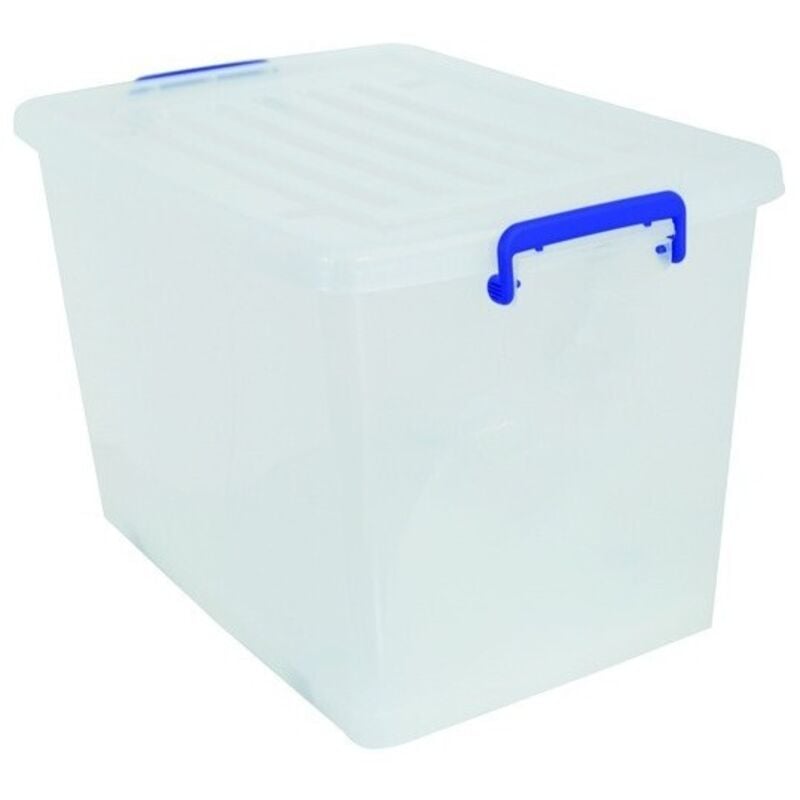 Boite de rangement avec roulettes 69x46x45cm Blanc Transparent 100L MSV