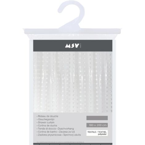 MSV Bristol Duschvorhang, PVC, Weiß, 180 x 200 cm