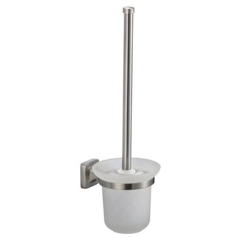 MSV – Brosse WC avec support à fixer en zinc chromé – Poils résistants à l'usure – Dimensions 11.5 x 13.5 x 36 cm – Design Parma