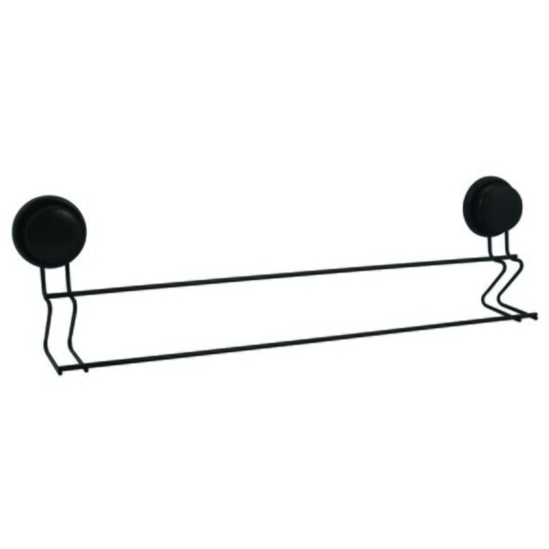 Porte serviettes mural à ventouses en Acier Noir MSV