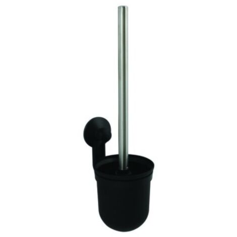 MSV – Brosse WC avec support mural à fixer – Ventouses super résistantes – PVC et ABS noir mat – Dimensions 13.5 x 10 x 36.5 cm