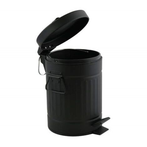 MSV cubo de basura NEGRO de 3L - 17x26 cm con pedal habana