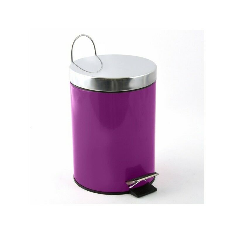 MSV - Papelera con pedal de acero inoxidable 3L Morado Púrpura