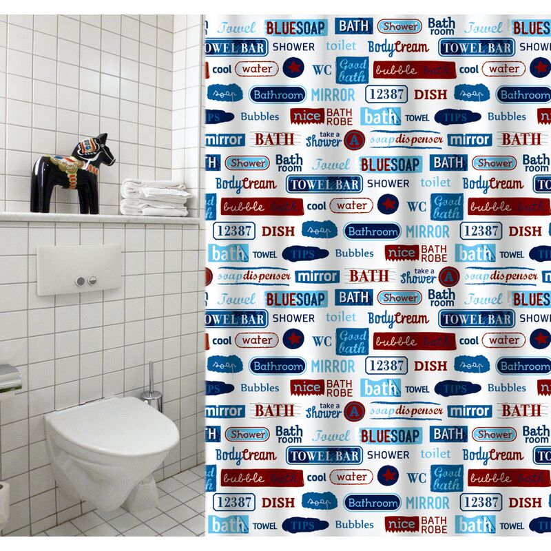 

Cortina de ducha de MSV Etiquetas Multi 180cm - Multicolore