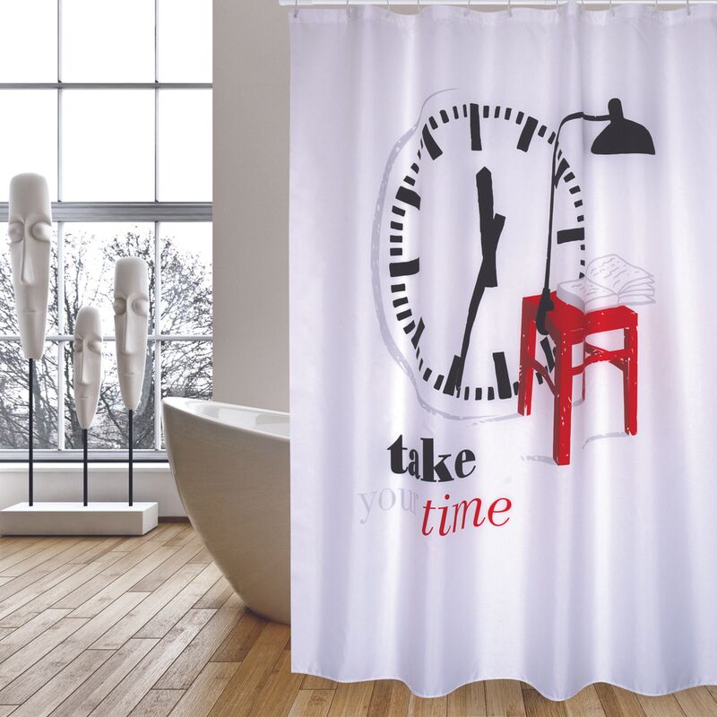 

Cortina de ducha de MSV Take Your Time 180cm blanca - Multicolore