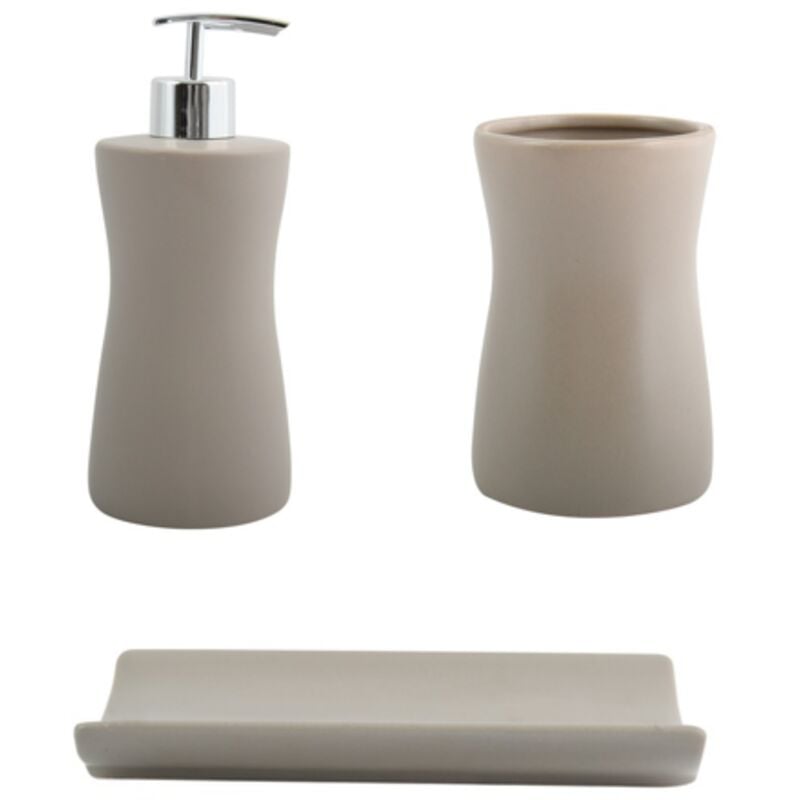 Ensemble 3 accessoires de salle de bain Céramique palma Taupe MSV