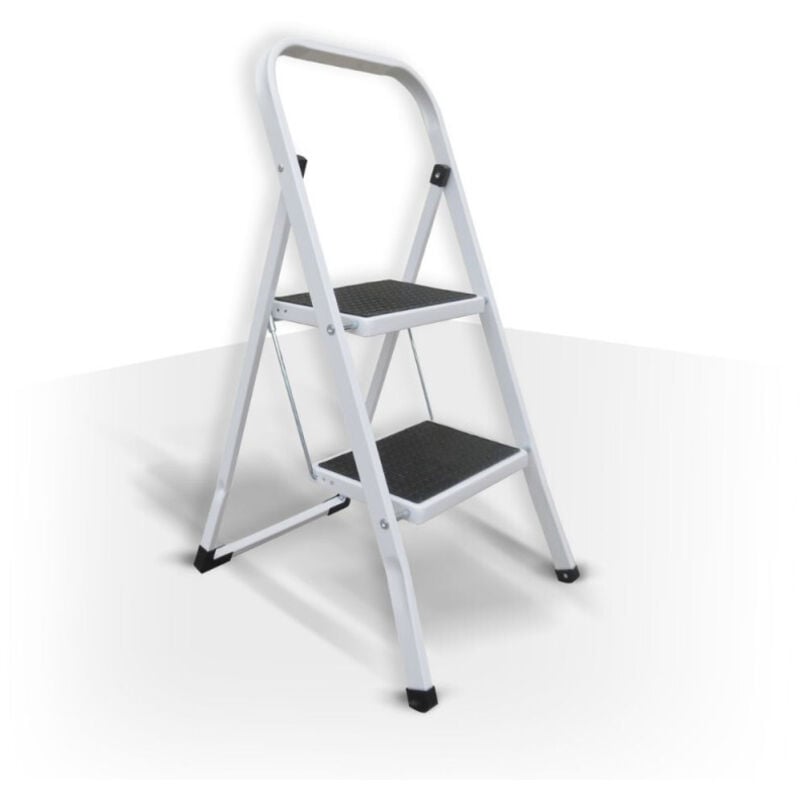 Escabeau 2 marches pliant & antidérapant en Acier Max 150kg (46x55x82cm) MSV