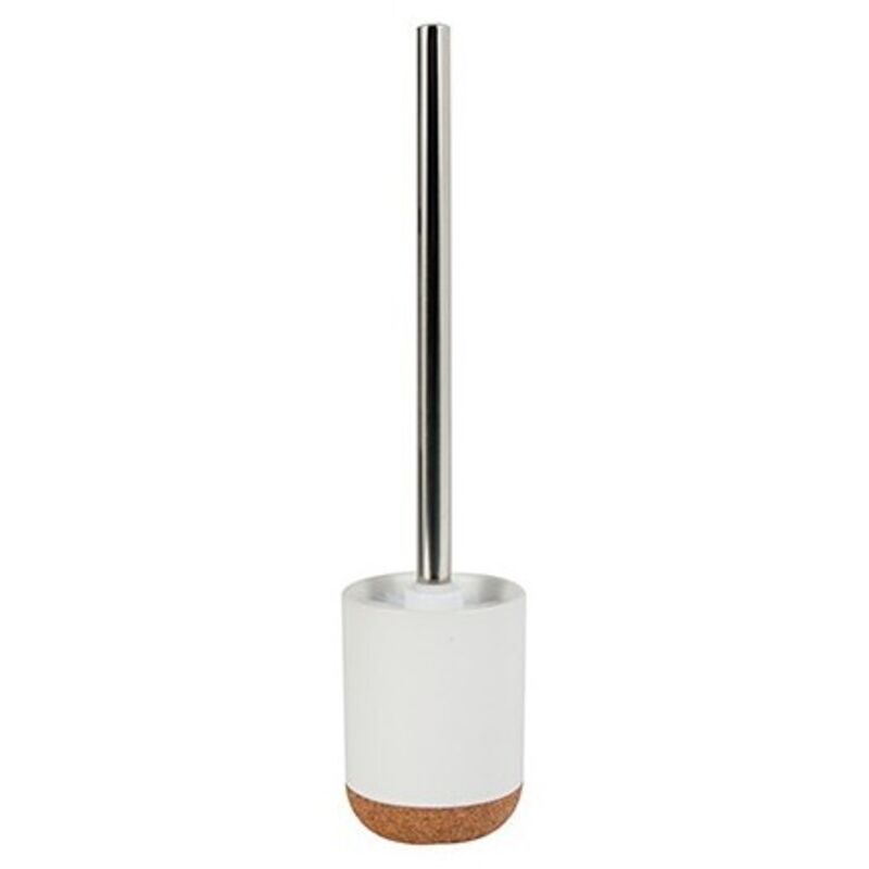 

M S V - MSV Escobilla de baño con soporte Cerámica & Corcho OAK Blanco - Blanco