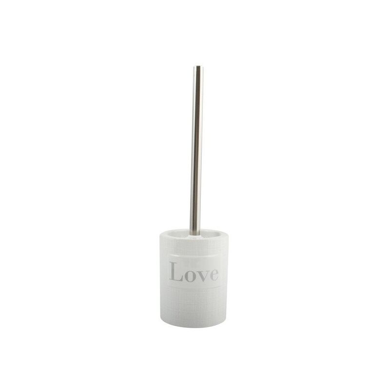 

M S V - MSV Escobilla de baño con soporte Cerámica Love Blanco - Blanco