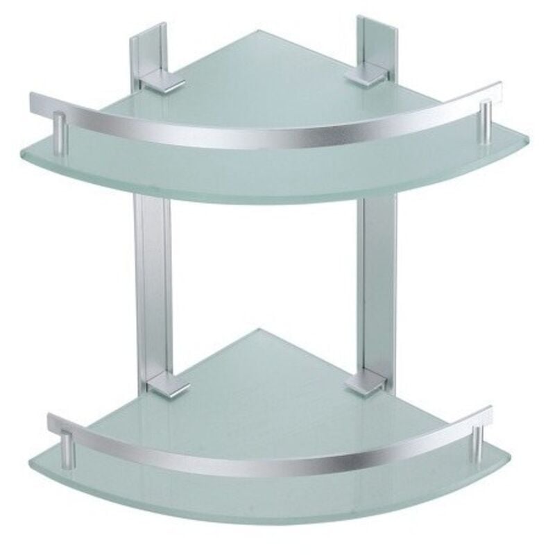 Etagère d'angle de douche 2 niveaux à fixer tabarca Alu & Verre Satiné MSV
