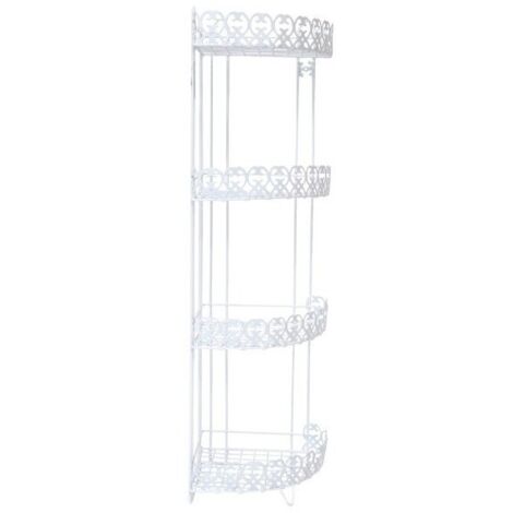 MSV – Étagère d'angle de douche 3 niveaux à fixer – Aluminium satiné – Dimensions 25x25x87 cm – Anti-corrosion et gardes-fou intégrés
