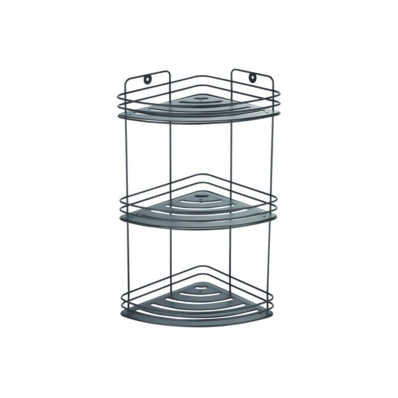 MSV - Etagère d'angle de douche 3 niveaux à fixer agadir Blanc