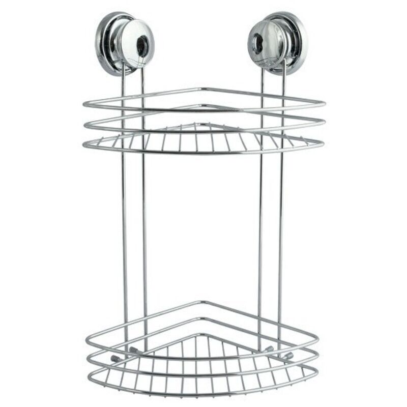 Etagère d'angle de douche 2 niveaux à ventouses Acier Chromé MSV