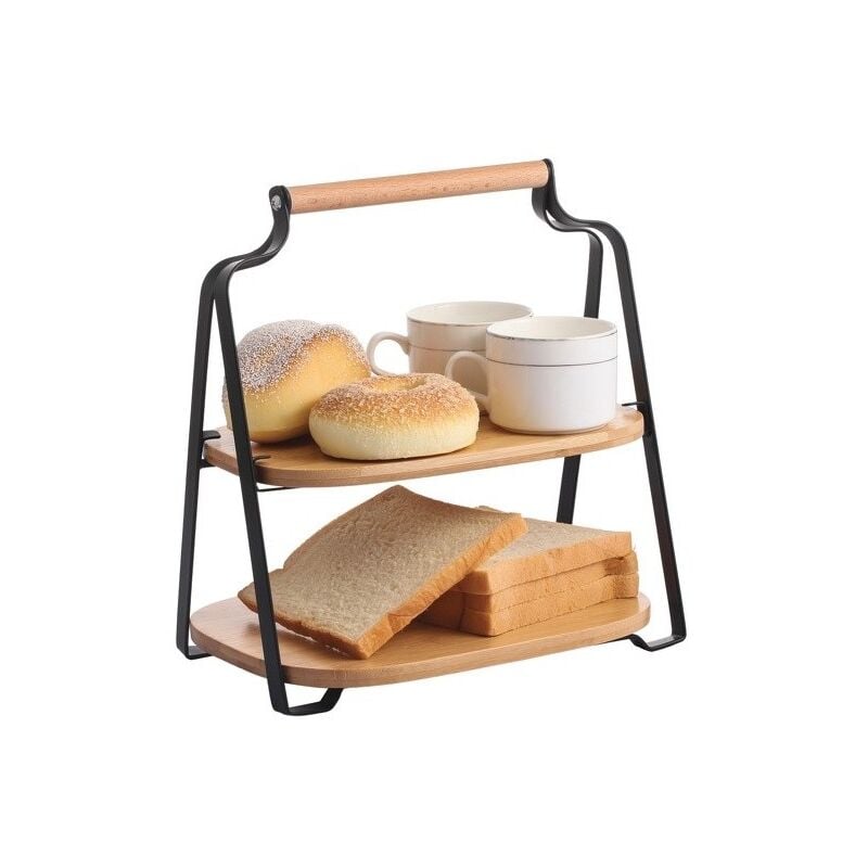 Etagère de cuisine à poser Design industriel Bambou & Acier elie Noir mat MSV