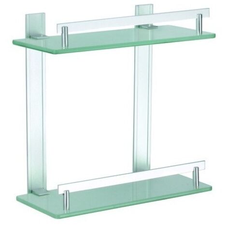 MSV – Étagère à 2 étages en aluminium et verre 30 x 13 cm – Fixation murale – Anti-corrosion – Gardes-fou pour flacons