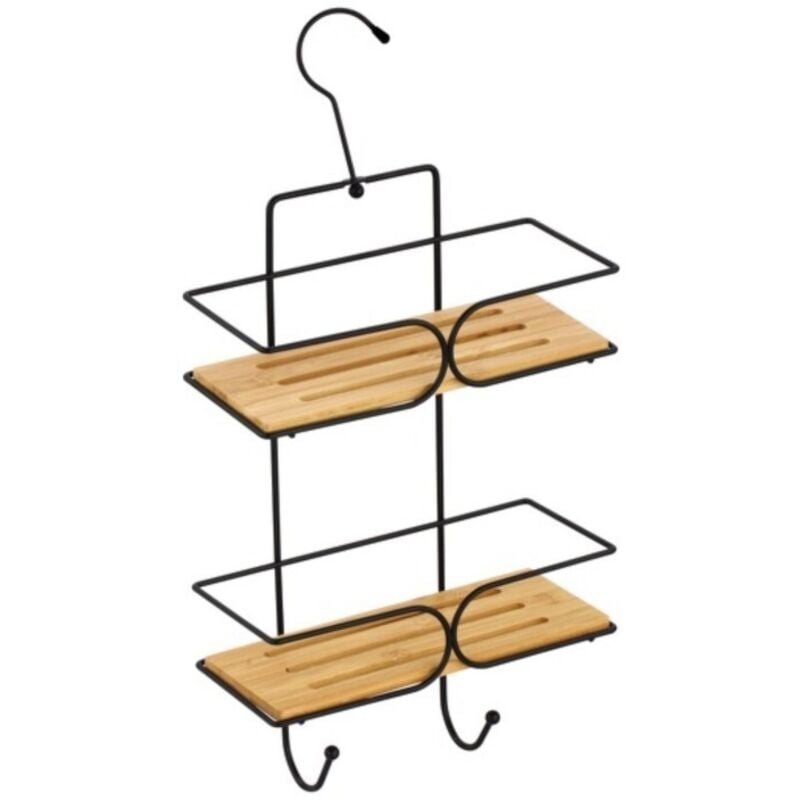 Etagère de douche 2 niveaux kim Bambou & Acier Noir MSV