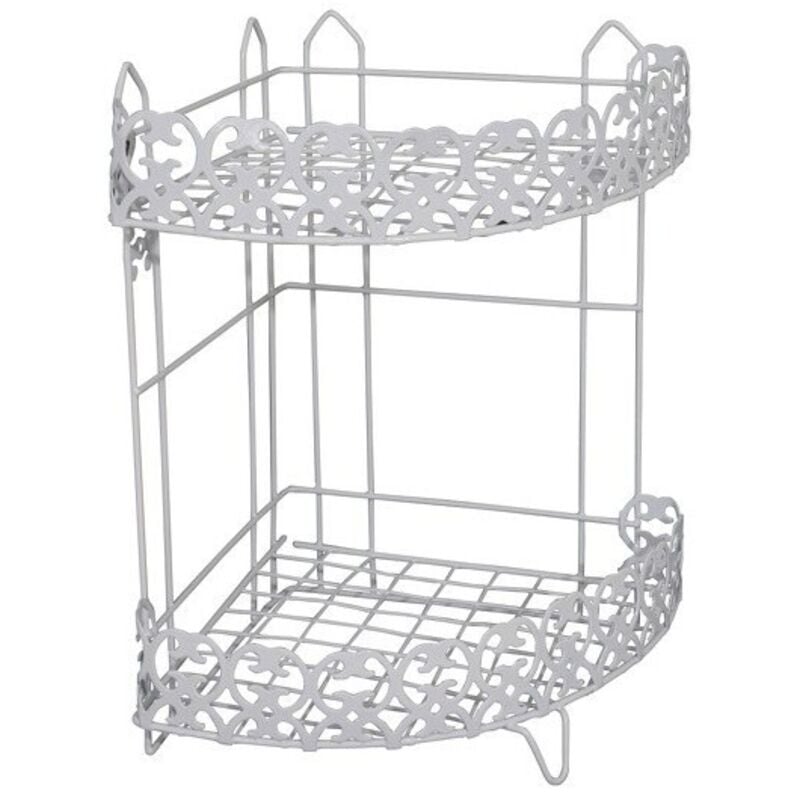 MSV - Etagère d'angle de douche 2 niveaux à fixer agadir Blanc