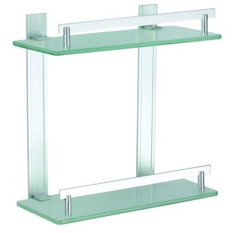 MSV - Etagère de douche 2 niveaux à fixer tabarca Alu & Verre