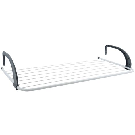 MSV Etendoir à linge spécial Balcon 7M Acier Blanc & Noir - Blanc & Noir