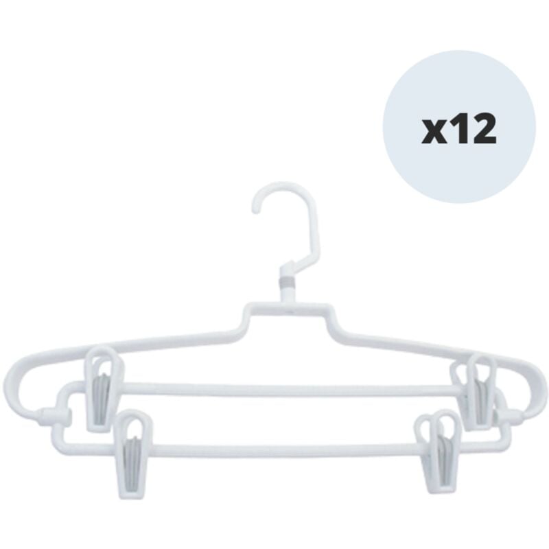 Lot de 12 Cintres Plastiques Multi Pinces - MSV