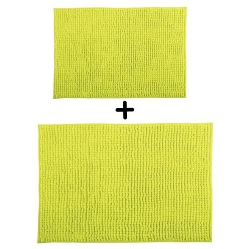Lot de 2 Tapis de bain Microfibre chenille 40x60cm & 60x90cm Vert pistache MSV