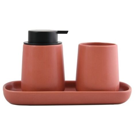 MSV Lot de 3 accessoires de salle de bain en céramique MAONIE Terracotta Mat - Terracotta