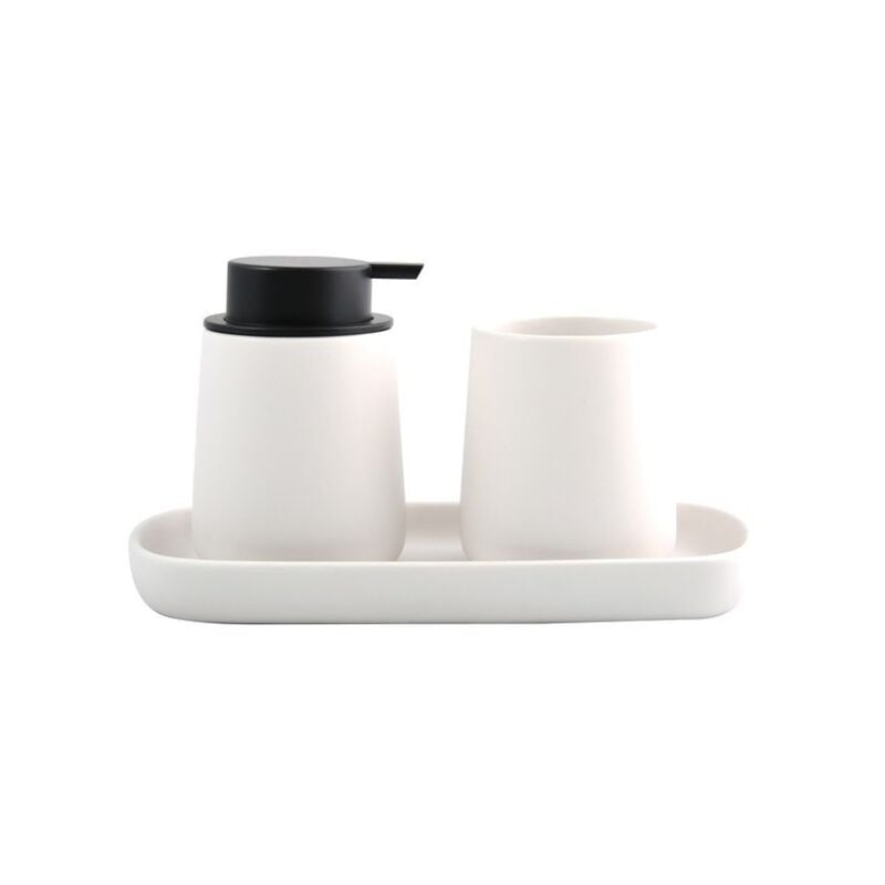 Lot de 3 accessoires de salle de bain en céramique maonie Blanc mat MSV