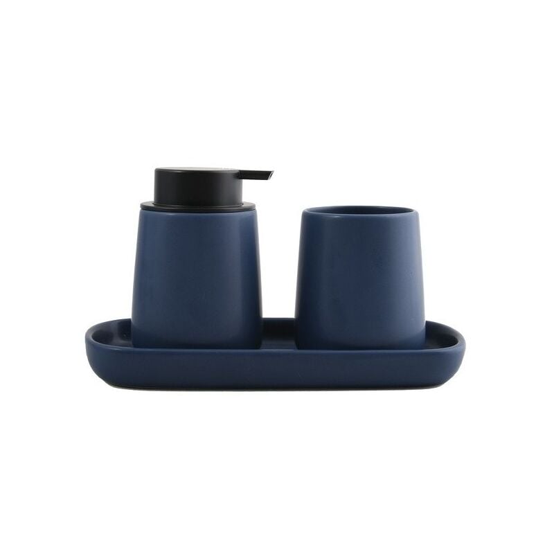 Lot de 3 accessoires de salle de bain en céramique maonie Bleu Foncé mat MSV