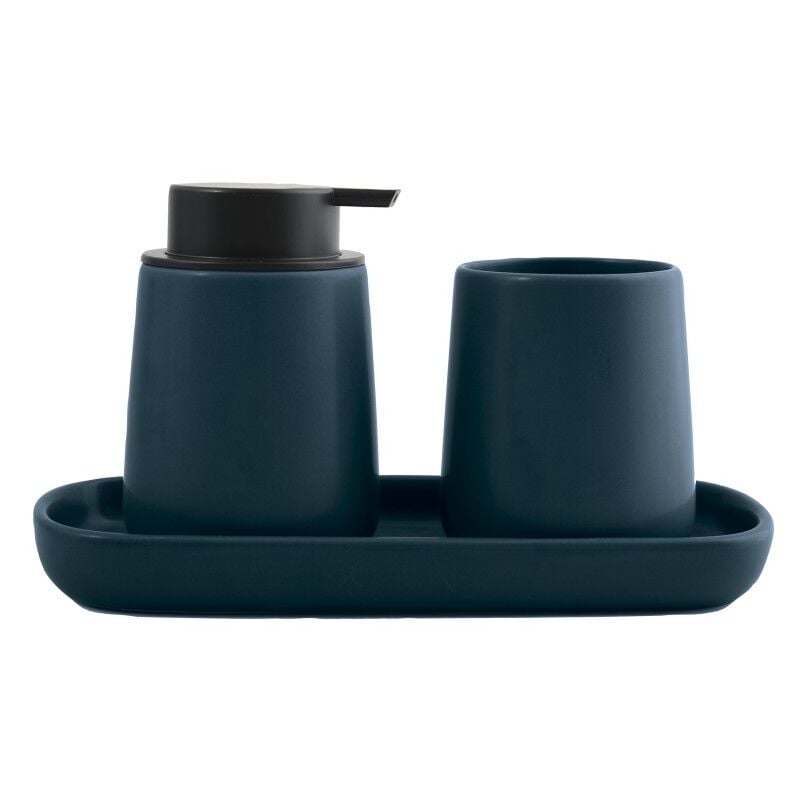 Lot de 3 accessoires de salle de bain en céramique maonie Pétrole mat MSV
