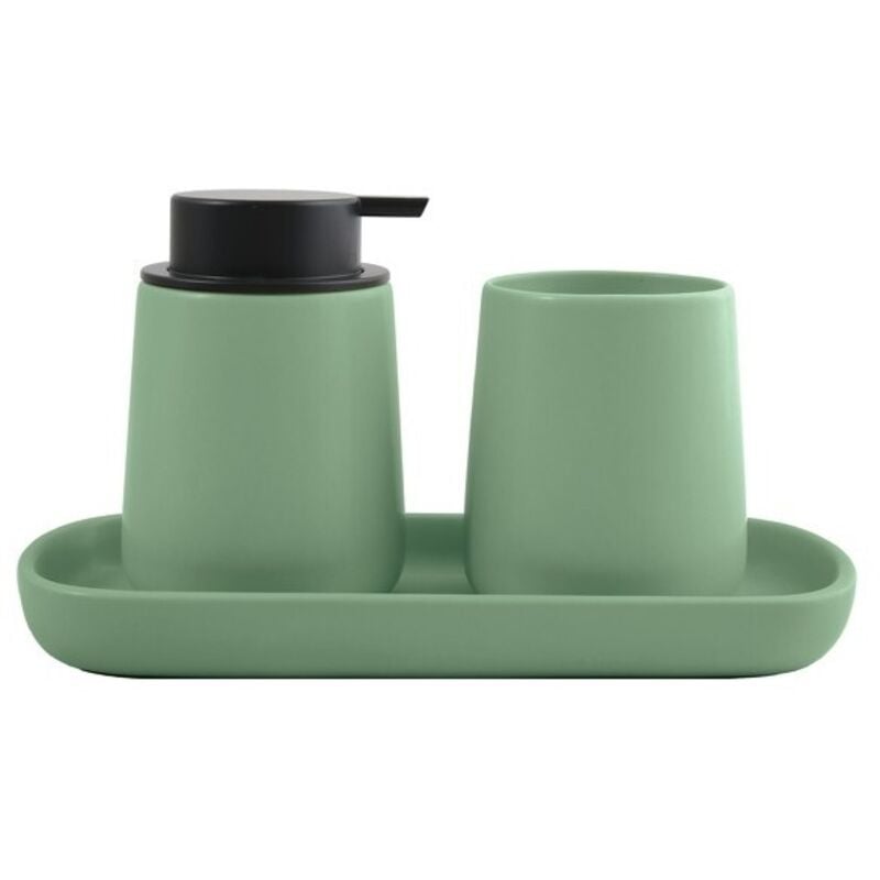 Lot de 3 accessoires de salle de bain en céramique maonie Vert Basil MSV