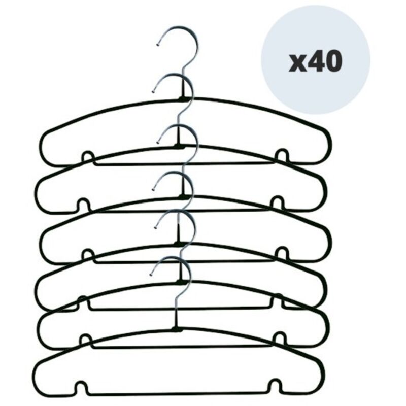 MSV - Lot 40 Cintres Metal Plastifies Noir