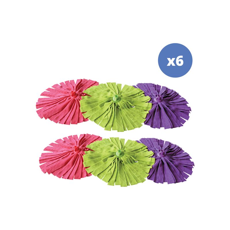 MSV - Lot de 6 franges bandelettes à serpillière en microfibre Multicolor