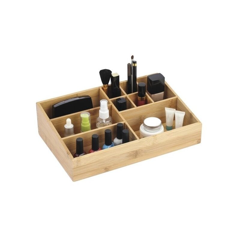 MSV - Organisateur de maquillage Bambou 10 compartiments isalys Beige