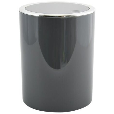 MSV Pattumiera 6 Litri, in plastica ABS, Collezione KAMAKA, Colore Grigio, Ø18,5 x 26 cm