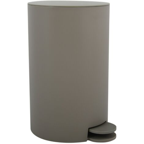 MSV, Pattumiera per Cosmetici Modello Osaki, 3 Litri, Coperchio, Pattumiera a Pedale per WC, Bagni, Compatta, Piccolo Spazio, con Contenitore Interno Estraibile, Tortora