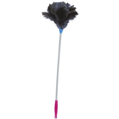 MSV – Plumeau en plumes d'autruche 70 cm – Manche en bois léger – Nettoyage efficace intérieur et extérieur – Attire la poussière naturellement