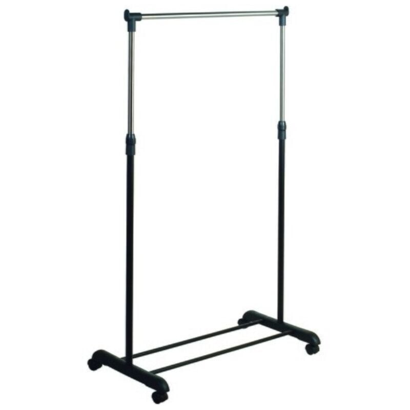 Portant à vêtements à roulettes en Inox 101-170cm Noir - Hauteur ajustable MSV