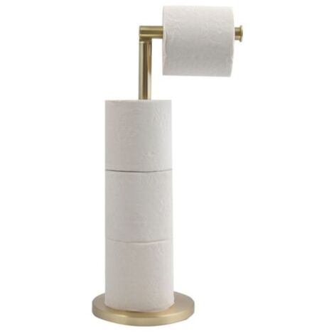 MSV – Porte-papier toilette sur pied en acier – Finition or – Facile à entretenir – Design compact pour toilettes modernes