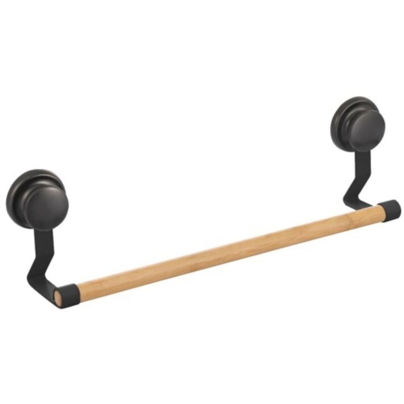 Porte Serviettes mural MEGA VENTOUSES Bambou & Acier Noir mat MSV