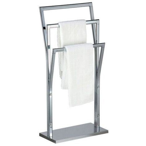 MSV – Porte-serviettes sur pied acier chrome – Dimensions 41x18,5x87 cm – Agencement optimal pour circulation d'air – Installation sans outils