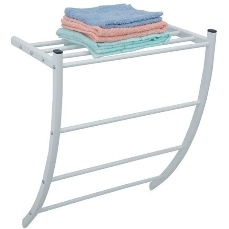 MSV - Porte Serviettes & étagère murale en Acier Blanc