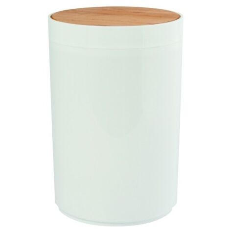 MSV Poubelle à bascule PP & Bambou OSLO 5L Blanc - Blanc