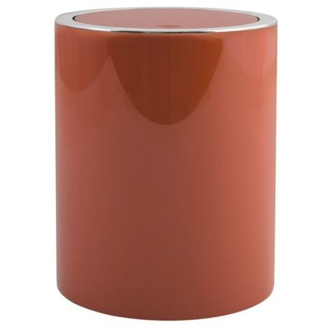 MSV – Poubelle de salle de bain 6L – Design rond terracotta – Mécanisme de bascule – Matériau ABS résistant aux chocs
