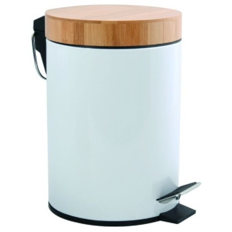 Poubelle à pédale Acier & Bambou aza 3L Blanc - MSV