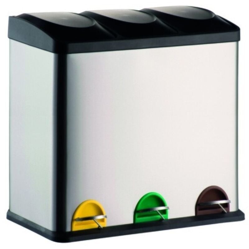 Poubelle à pédale Tri sélectif Inox 3x20L MSV