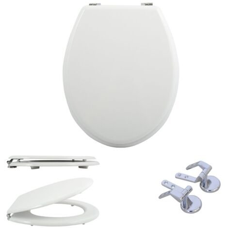 MSV Premium WC Sitz Toilettendeckel Klodeckel MDF Scharniere aus Zink - hochwertige und stabile Qualität – Weiß