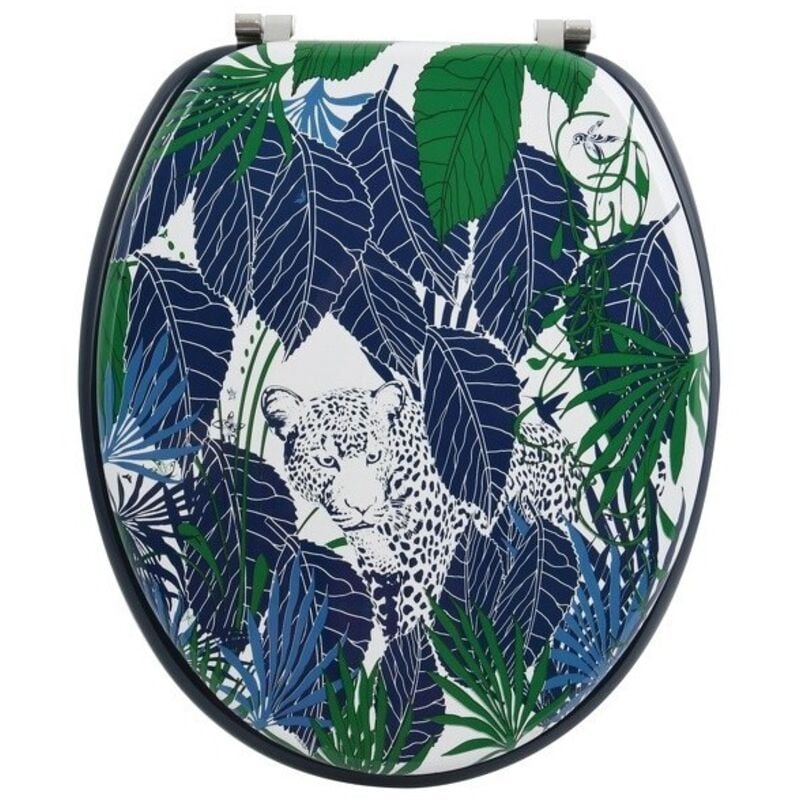 MSV - Abattant wc mdf rain forest Bleu & Vert - Charnières Inox