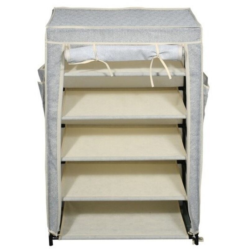 MSV - Rangement à chaussures avec étagères et poches Gris