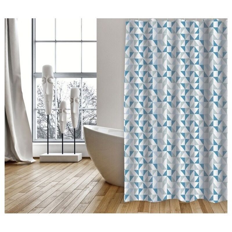 MSV - Rideau de douche Polyester calendo 180x200cm qualite premium Bleu - Anneaux inclus